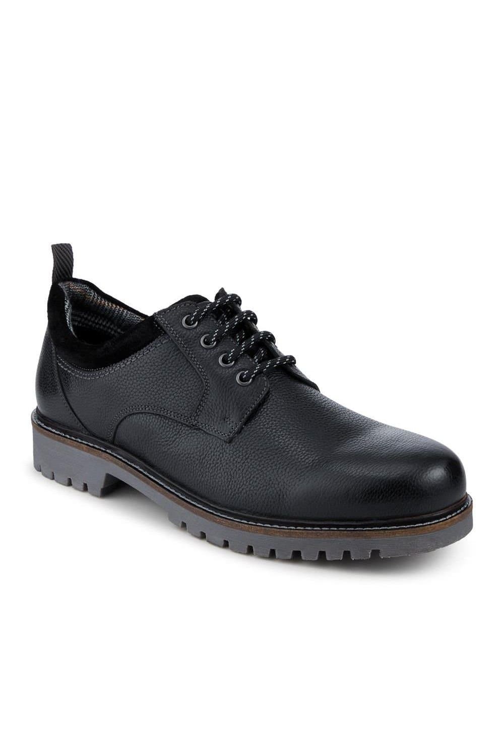 Pavers Pavers Men's Chunky Leather Casual Lace Up Shoes in Black