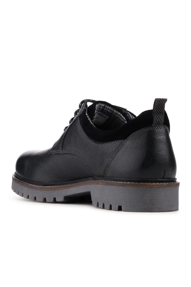 Pavers Pavers Men's Chunky Leather Casual Lace Up Shoes in Black - 2