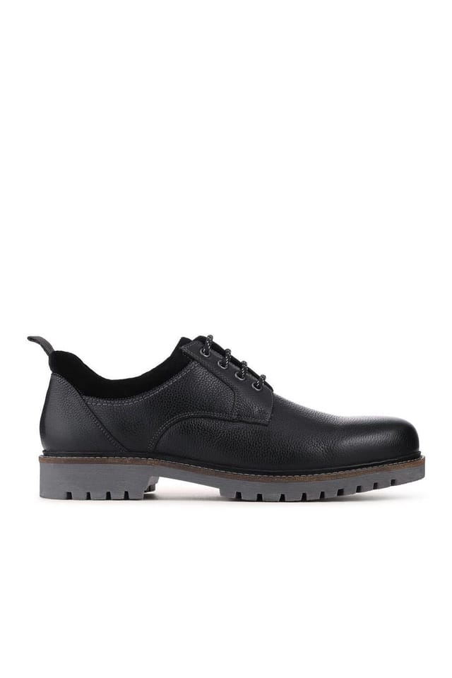 Pavers Pavers Men's Chunky Leather Casual Lace Up Shoes in Black - 3