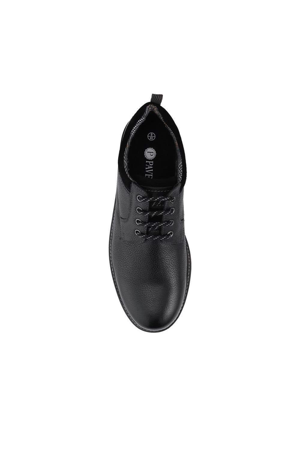 Pavers Pavers Men's Chunky Leather Casual Lace Up Shoes in Black - 4
