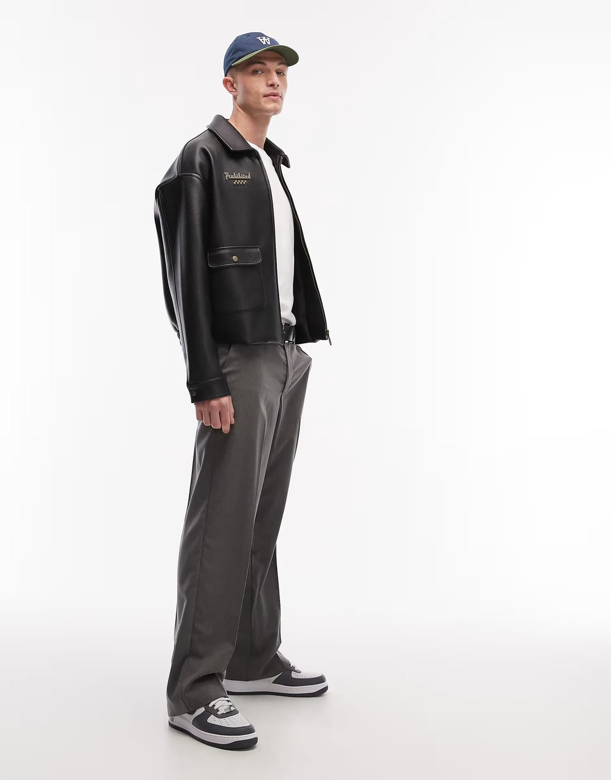 ASOS Jack & Jones wide fit tailored trousers in grey - 1