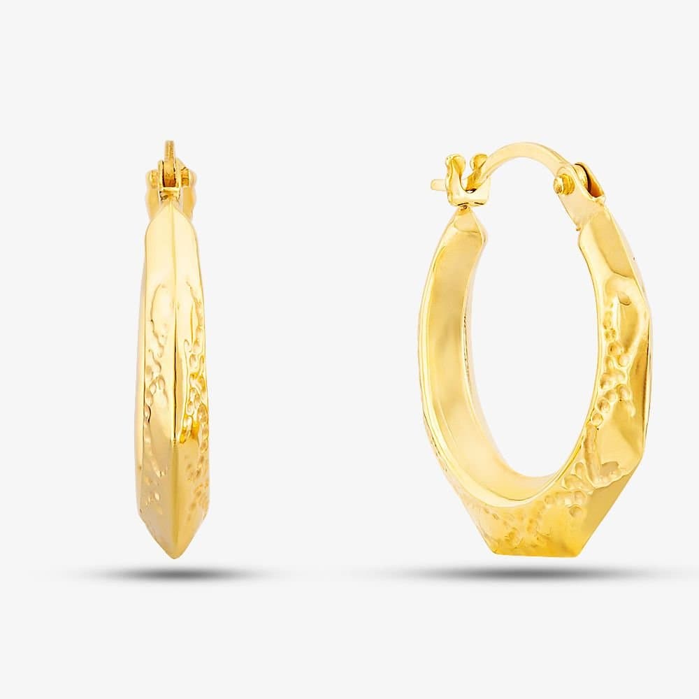 T.H.Baker T.H.Baker Gold Patterned Creole Earrings UER146Y