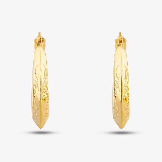 T.H.Baker T.H.Baker Women's 9ct Yellow Gold Patterned Creole Earrings UER146Y - 2