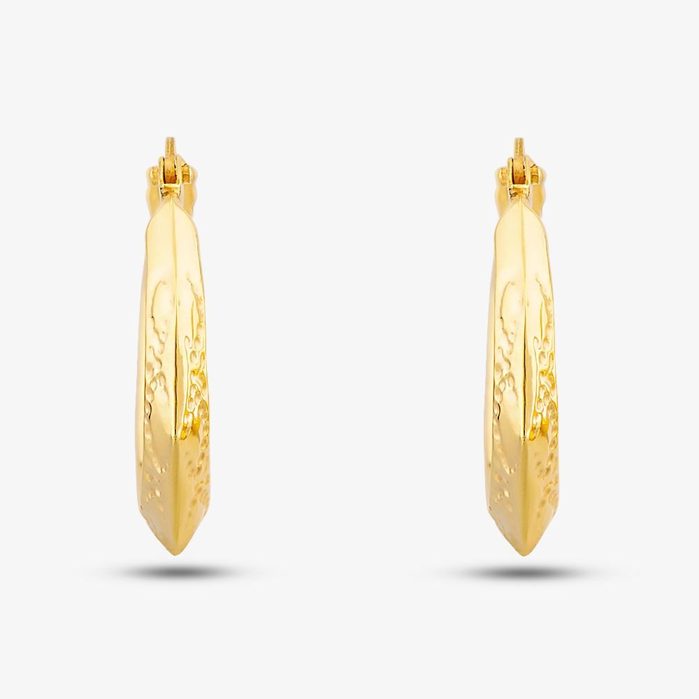 T.H.Baker T.H.Baker Women's 9ct Yellow Gold Patterned Creole Earrings UER146Y - 3