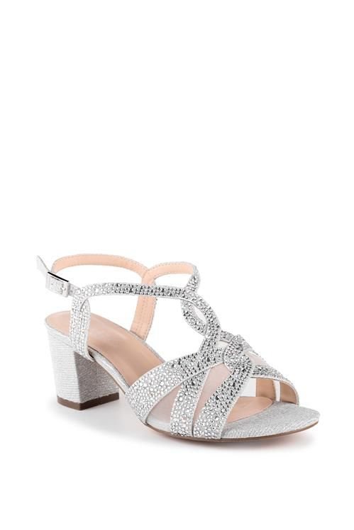 Paradox London Paradox London Women's Glitter 'Nadia' Wide Fit Block Heel Sandals in Silver - 2