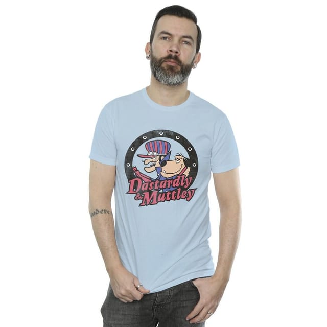 Wacky Races Wacky Races Men's Dastardly & Mutley Circle T-Shirt in Baby Blue - 2