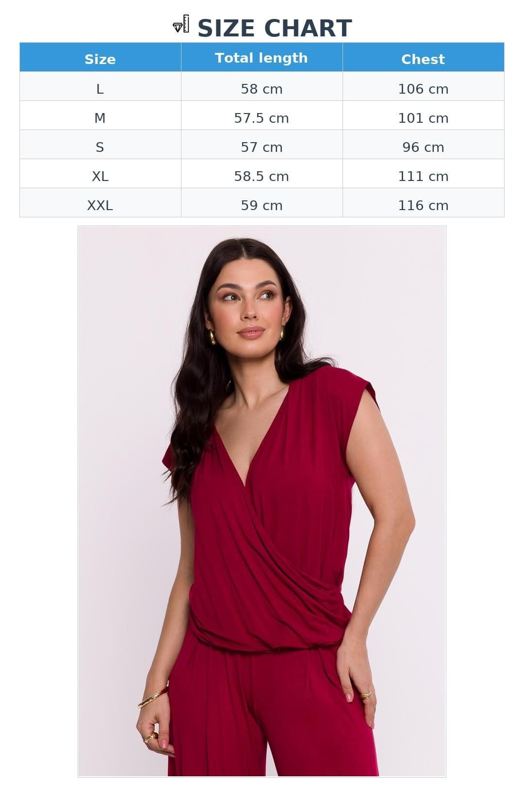 Love Lace Love Lace Women's Viscose Knit Envelope Blouse with Draped Neck in Red - 4