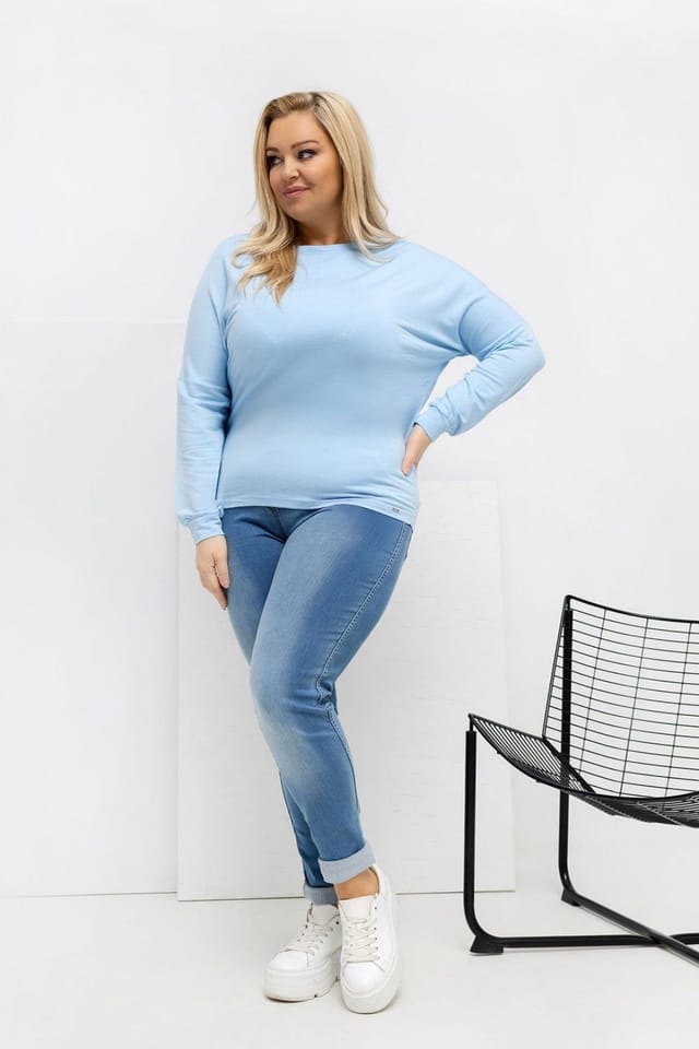 Love Lace Love Lace Women's Plus Size Micro Modal Round Neck Blouse Style 223924 in Blue - 2