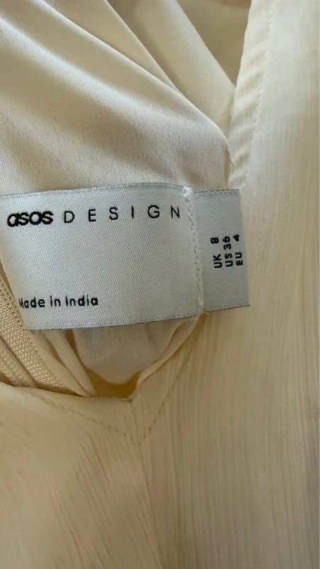 ASOS Design Off-white chiffon dress, size 8 from ASOS Design