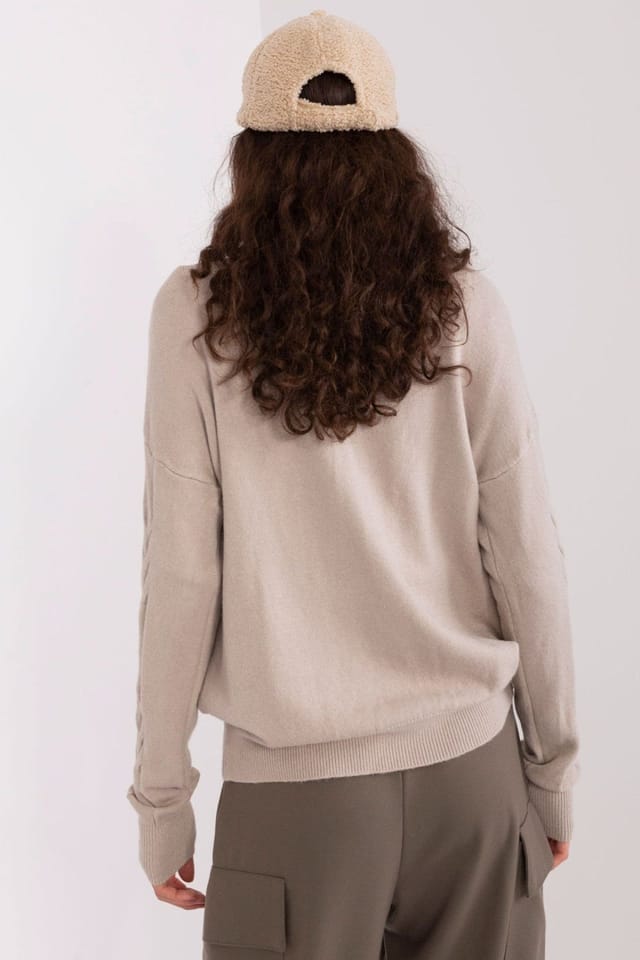 Love Lace Love Lace Women's Printed Round Neck Long Sleeve Sweater in Beige - 3