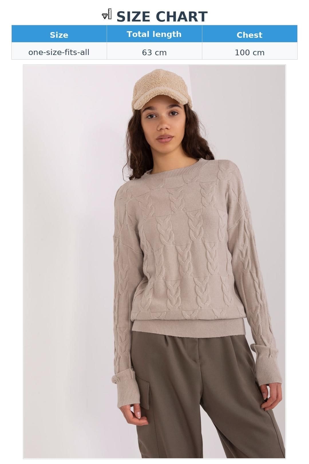 Love Lace Love Lace Women's Printed Round Neck Long Sleeve Sweater in Beige - 4