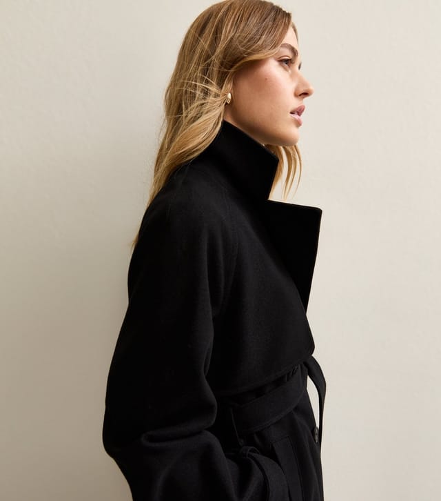 New Look Women's Black Brushed Double Breasted Trench Coat New Look - 2