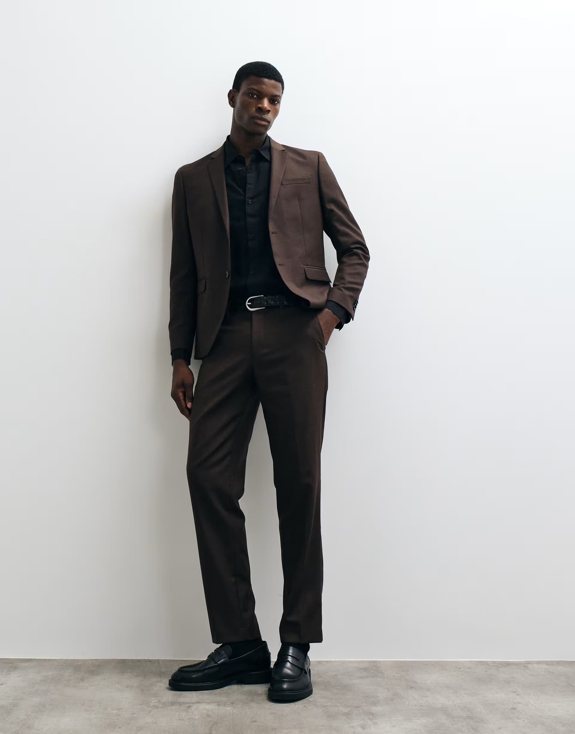 ASOS Jack & Jones slim fit suit trousers in dark brown