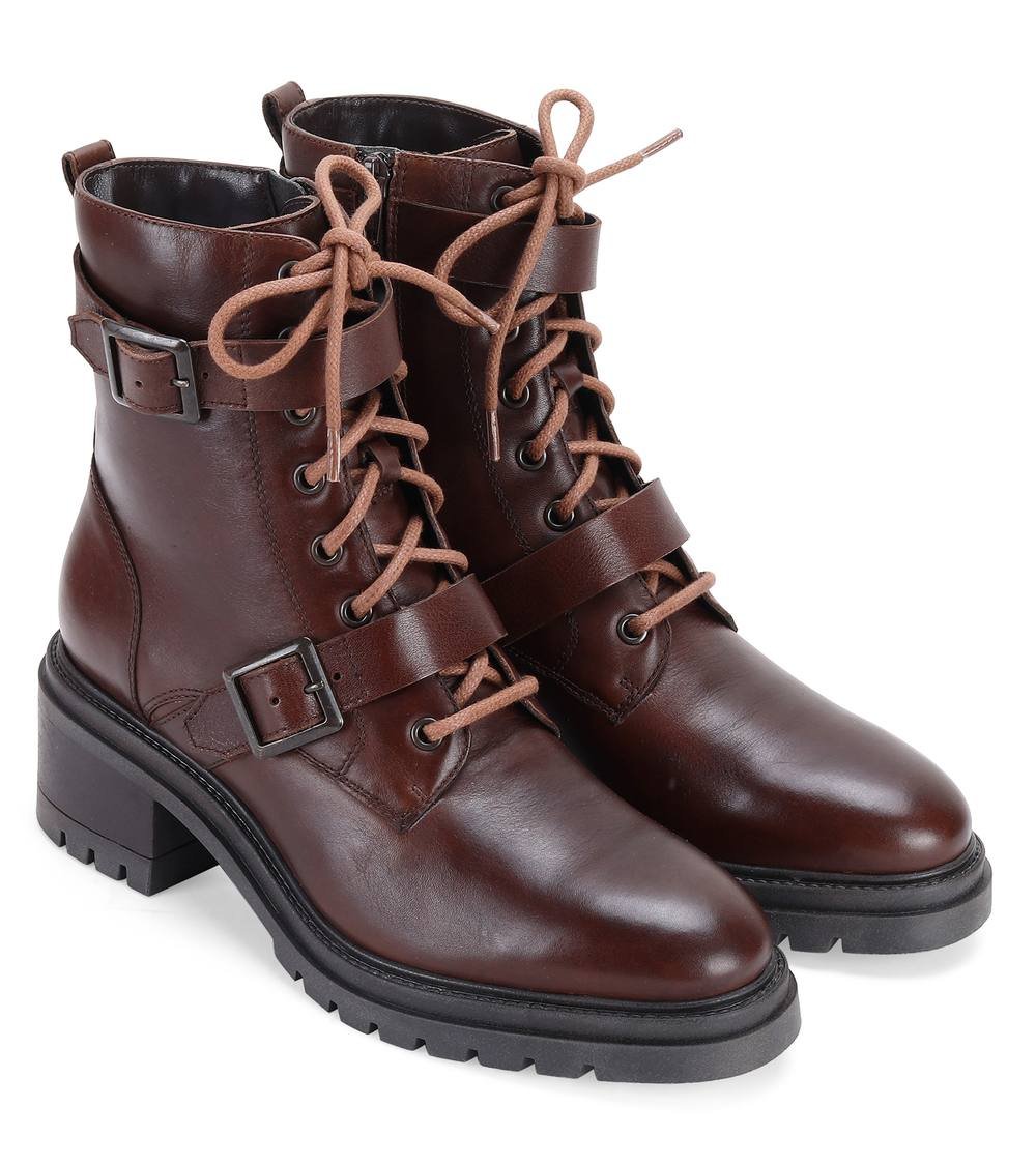 Off the Hook Off the Hook Women's 'Parkside' Block Heel High Heel Ankle Leather Boots in Brown - 3