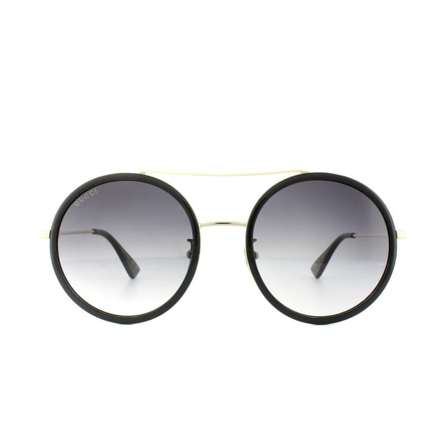 Gucci Gucci Women's Round Black Gold Grey Gradient Sunglasses - 2