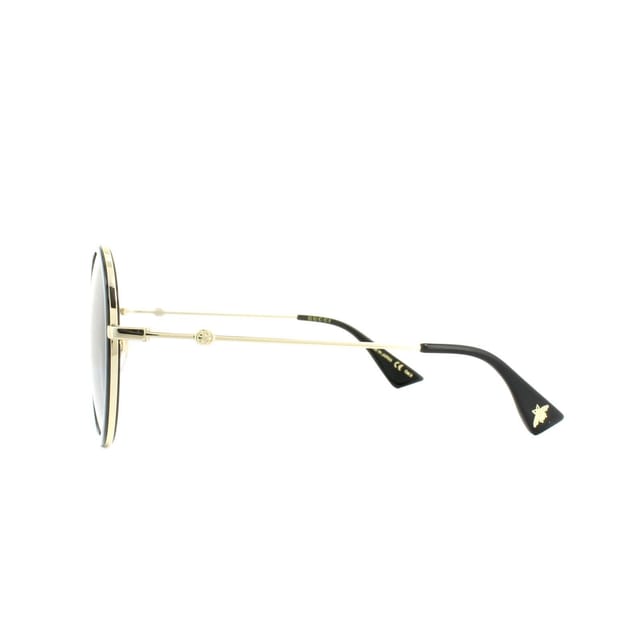 Gucci Gucci Women's Round Black Gold Grey Gradient Sunglasses - 3