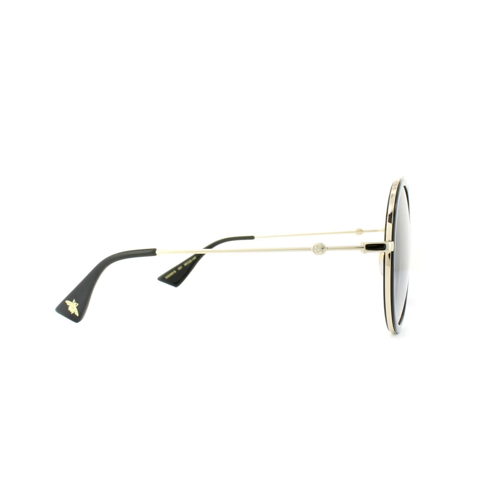 Gucci Gucci Women's Round Black Gold Grey Gradient Sunglasses - 4