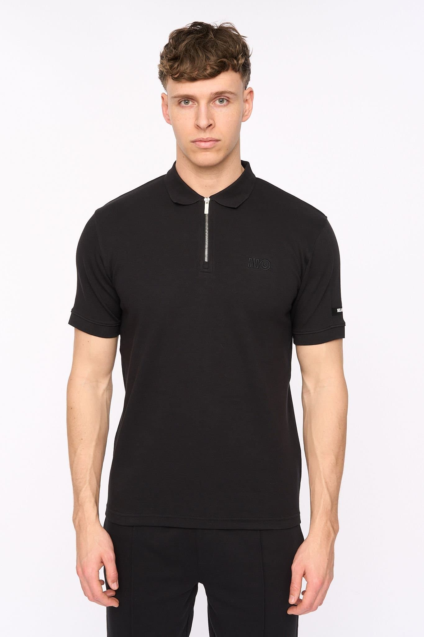 Duck&Cover Duck&Cover Men's Sherborn Smart Zip Polo with Sleeve Panels in Black
