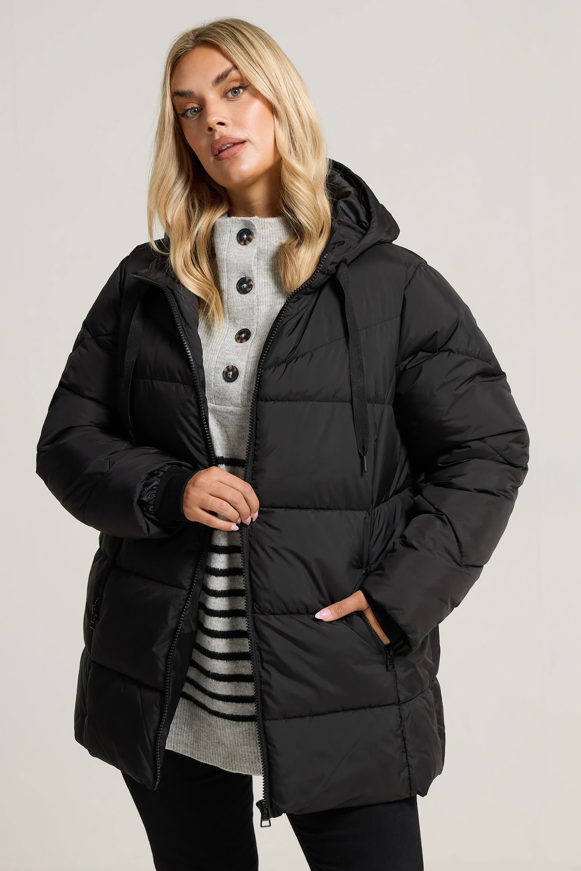Yours Plus Size Black Short Padded Coat