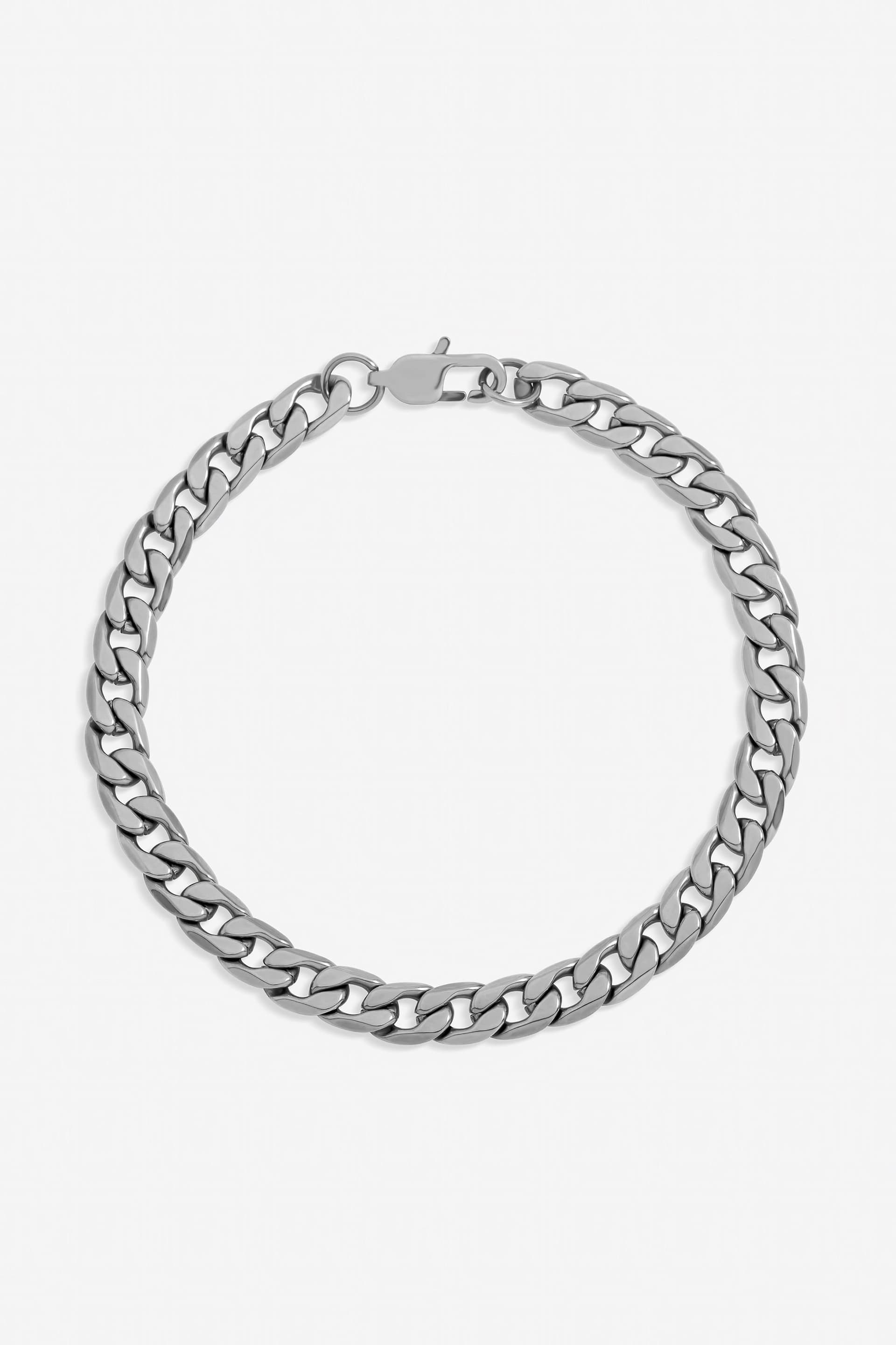 Inicio Inicio Men's Steel Waterproof Curb Chain Bracelet - Gift Pouch in Silver