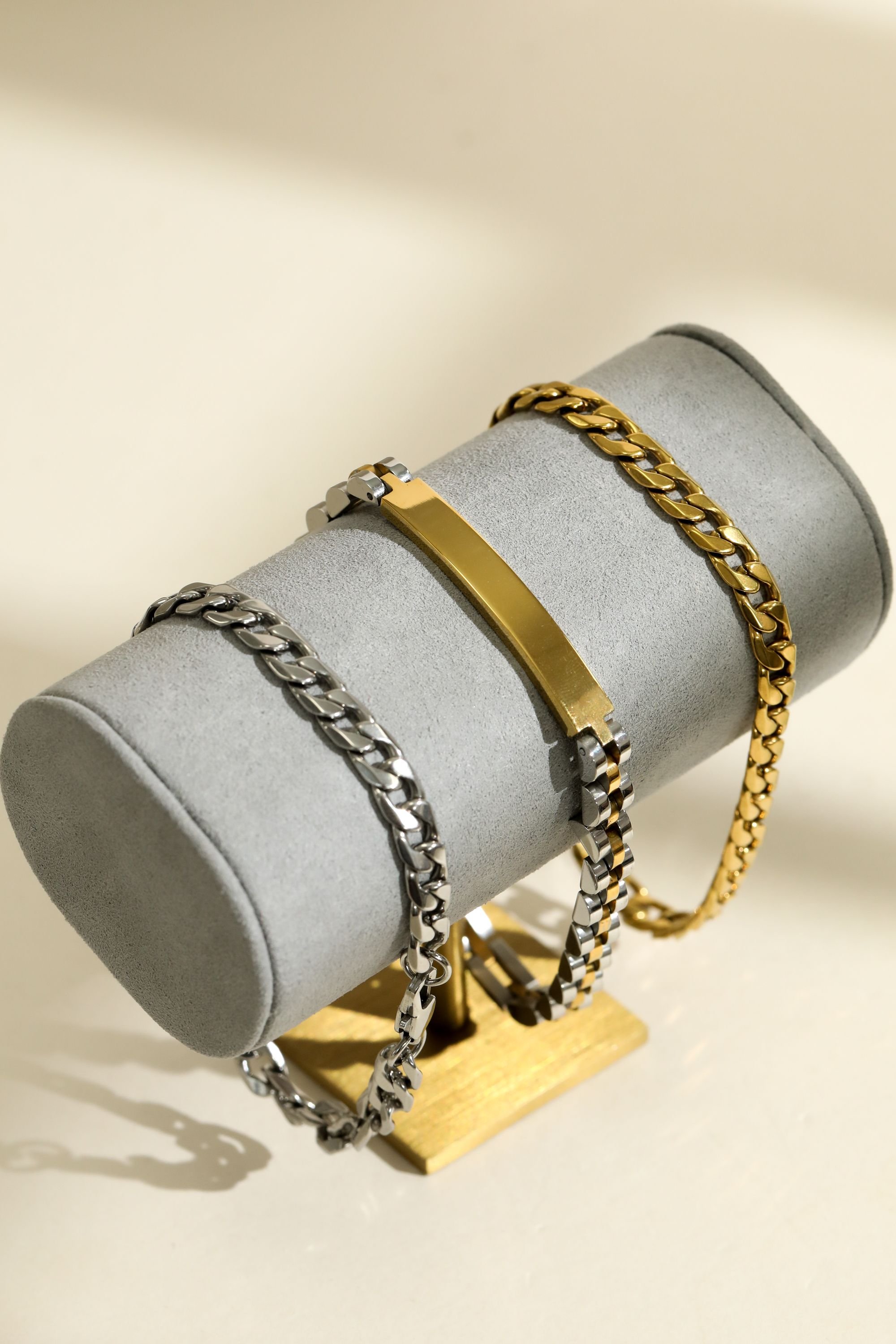 Inicio Inicio Men's Steel Waterproof Curb Chain Bracelet - Gift Pouch in Silver - 3