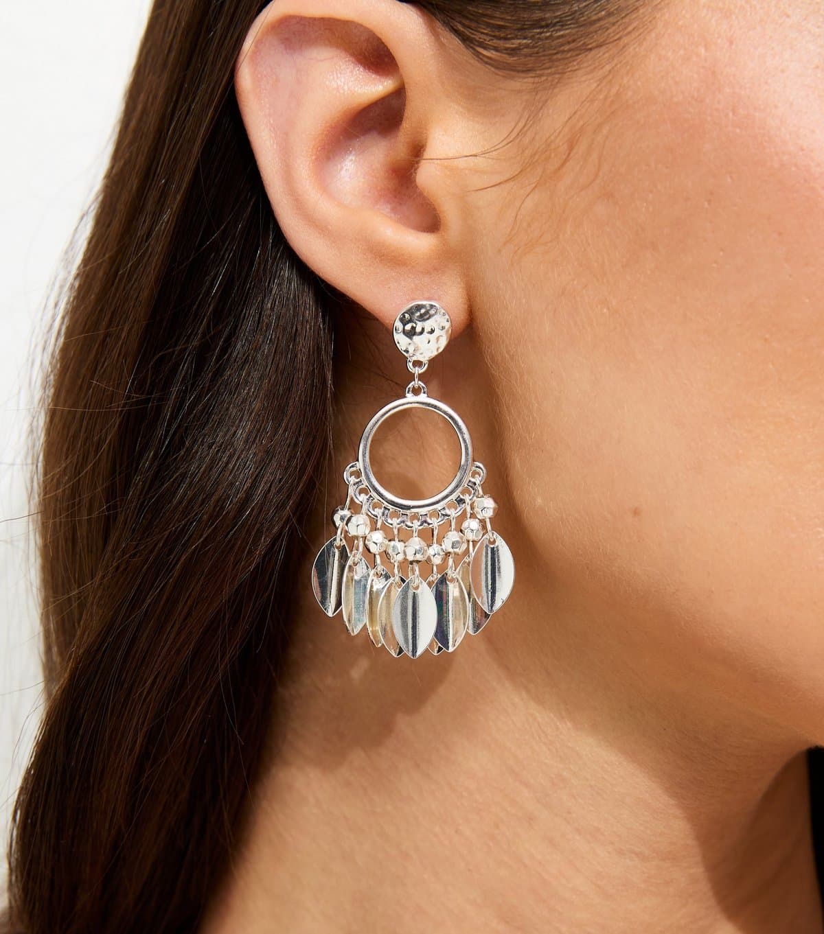 New Look New Look Silver Tone Boho Circle Tassel Drop Earrings