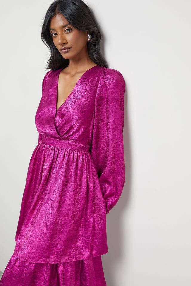 Warehouse Warehouse Women's Metallic Plunge Neck Tier Midi Dress - 2