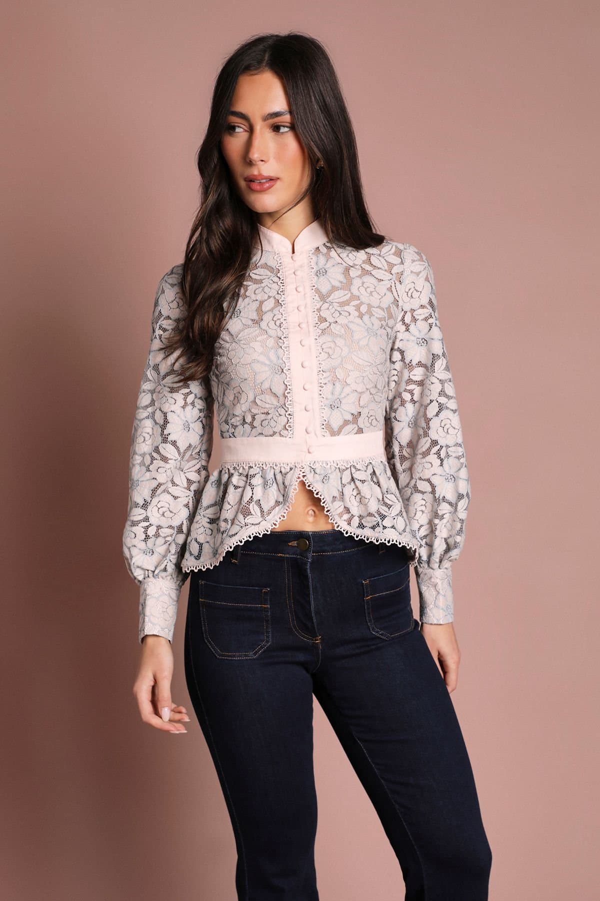 Coast Coast Blush Lace Long Sleeve Top for Women