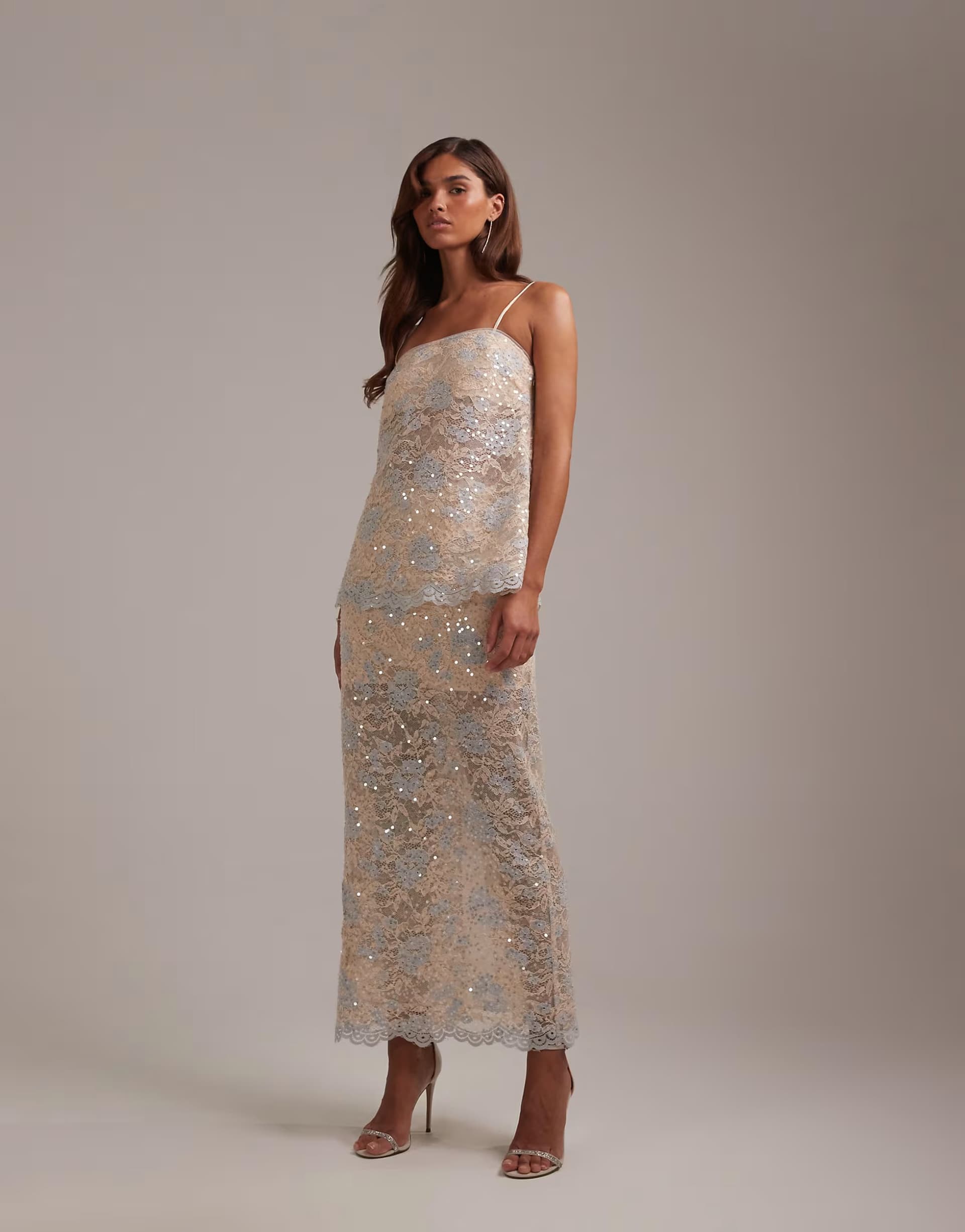 ASOS ASOS DESIGN embellished lace skirt coord in ivory