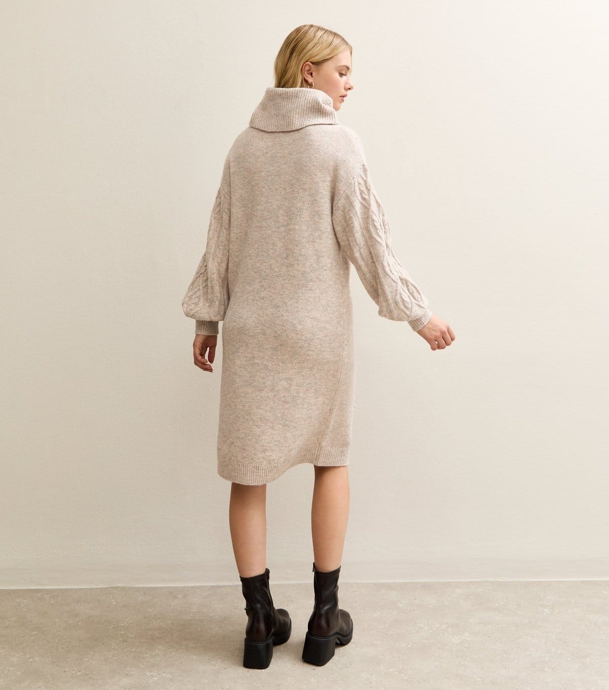 Sunshine Soul Women's Oatmeal Roll Neck Jumper Dress Sunshine Soul New Look - 4