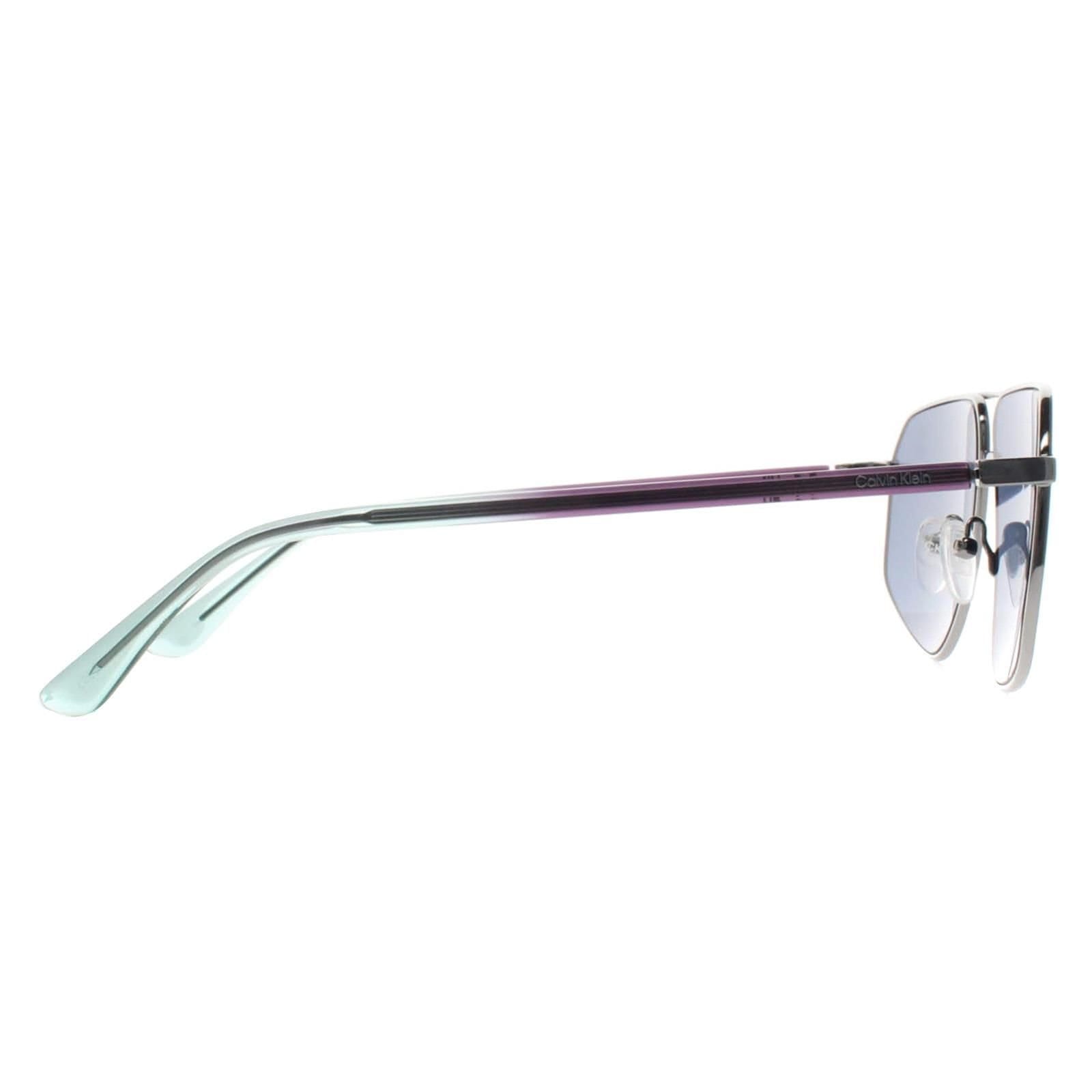 Calvin Klein CALVIN KLEIN Men's Aviator Light Gunmetal Blue CK23126S in Grey - 4