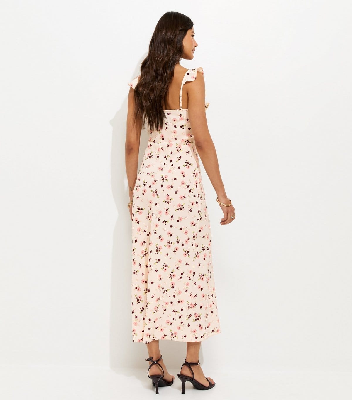 New Look Women's Cream Floral Ruffle Strap Midi Dress New Look - 4