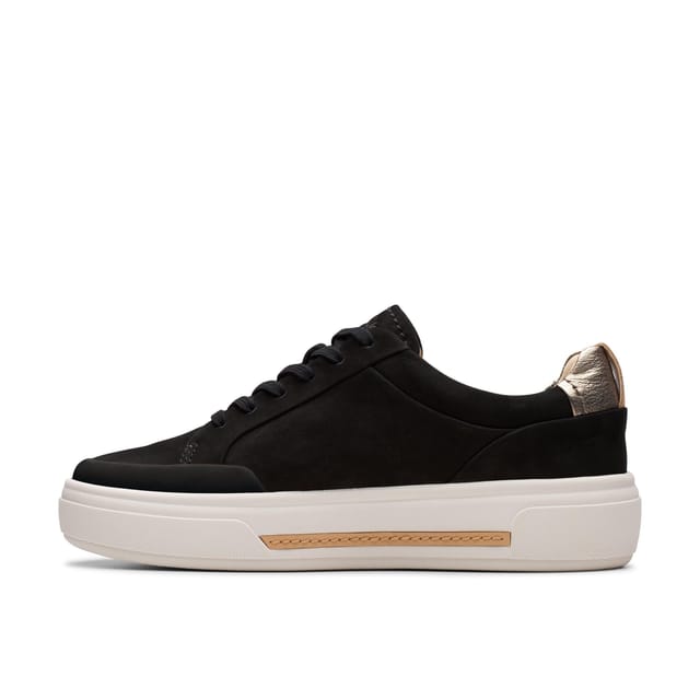 Clarks Clarks Women's Hollyhock Zip Black Nubuck Trainers, Lace Up - 2