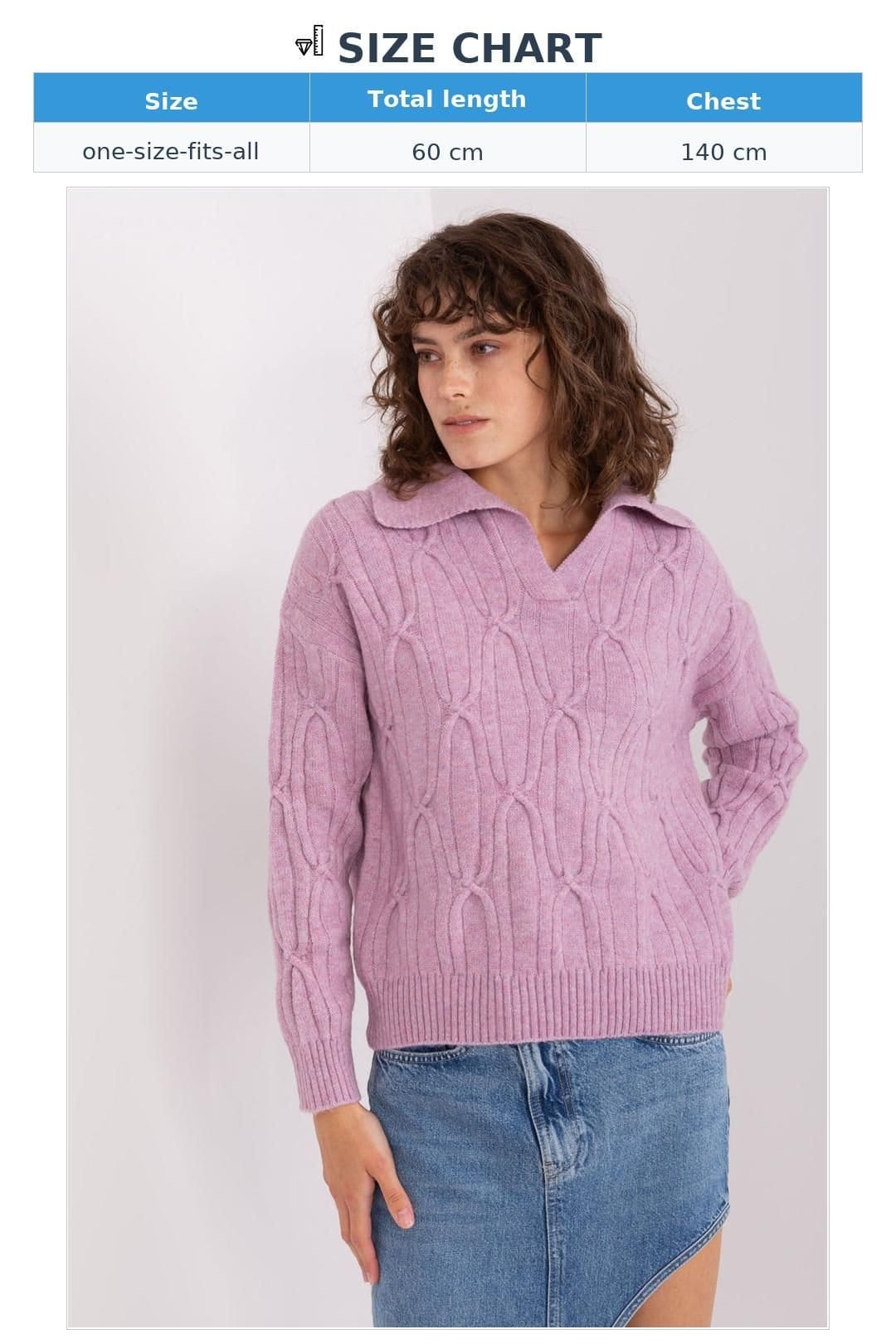 Love Lace Love Lace Women's Textured Acrylic Knit Sweater With Collar in Violet - 4