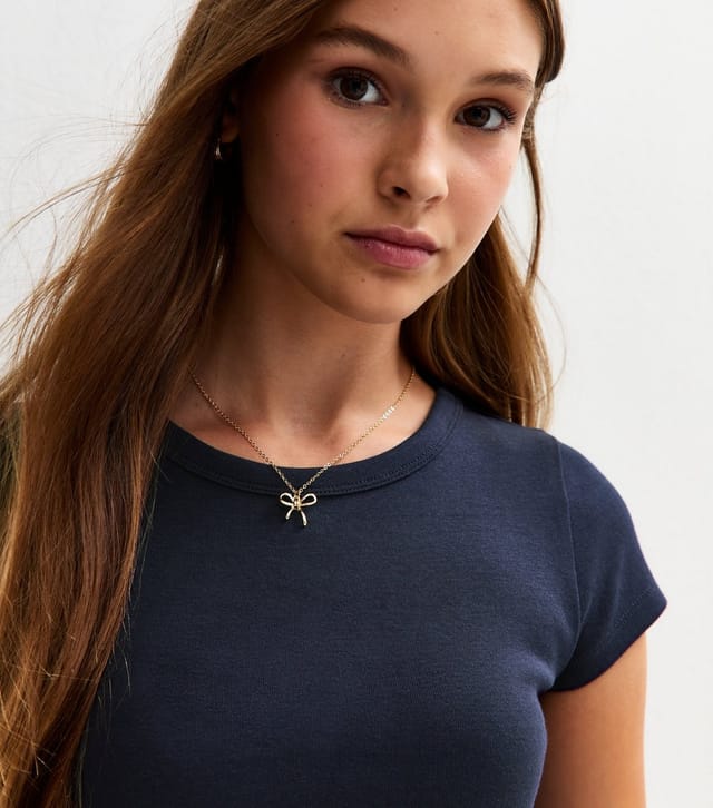 New Look Girls' Navy Short Sleeve Baby Tee Top New Look - 2