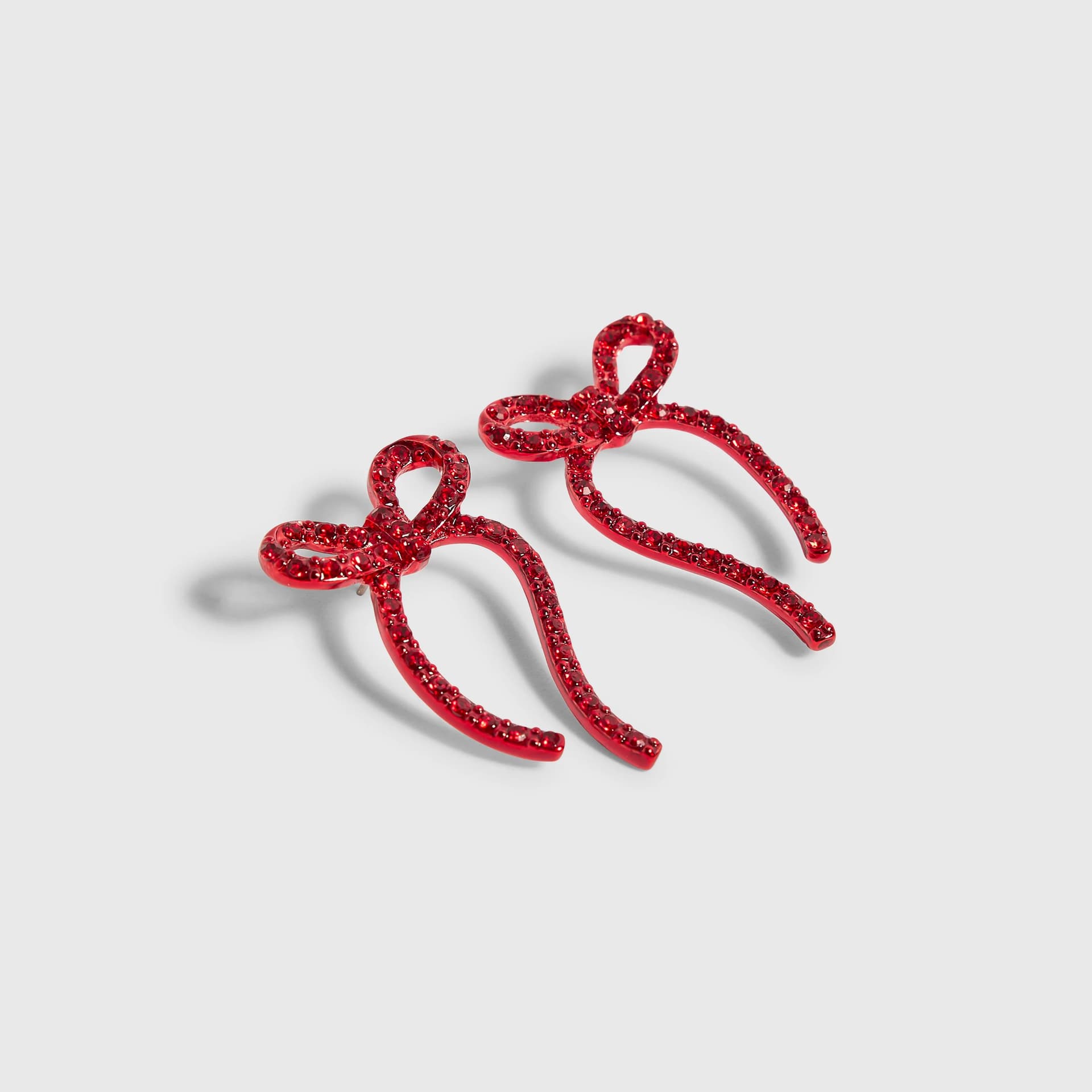 River Island River Island Womens Red Long Bow Christmas Earrings