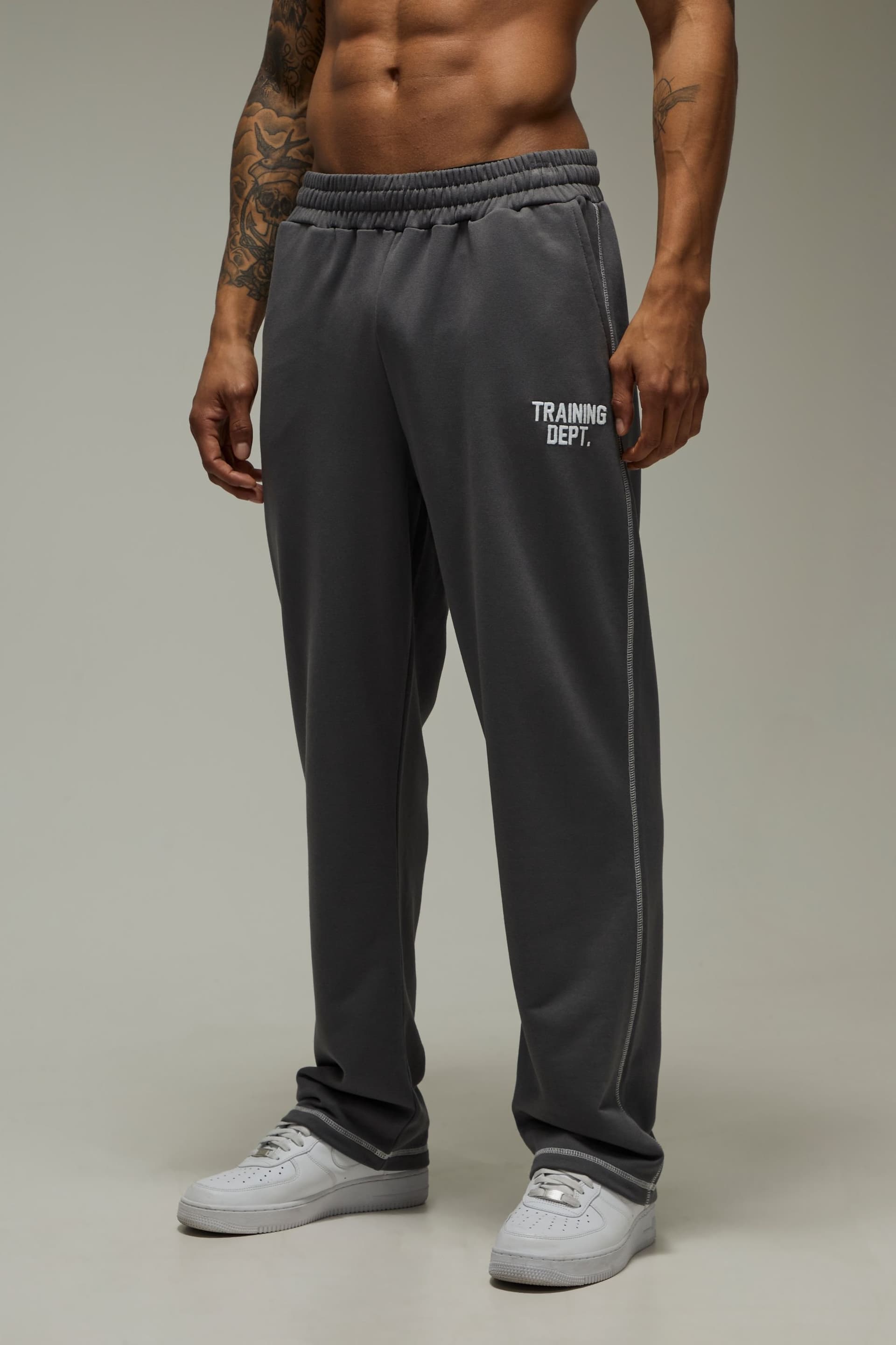 Training Dept. Training Dept. Men's Training Dept Straight Leg Contrast Stitch Joggers in Charcoal
