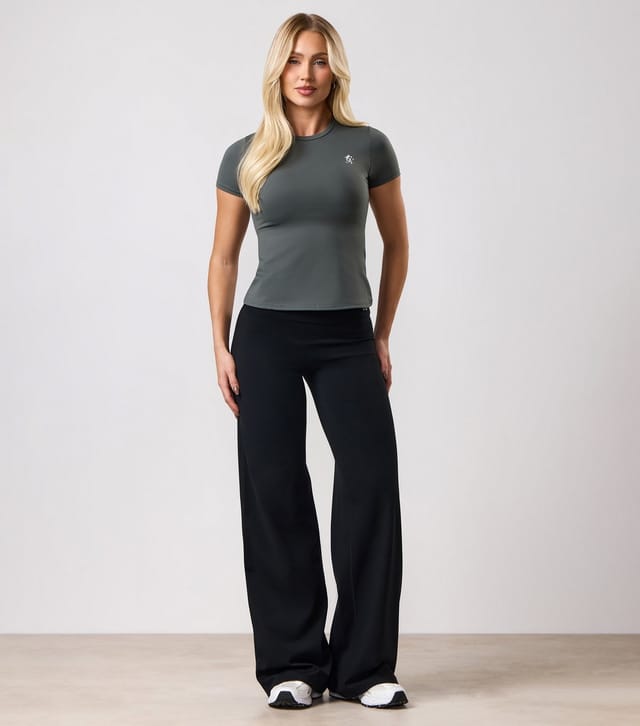 Gym King Women's Black 365 Lightweight Straight Leg Yoga Trousers Gym King New Look - 2
