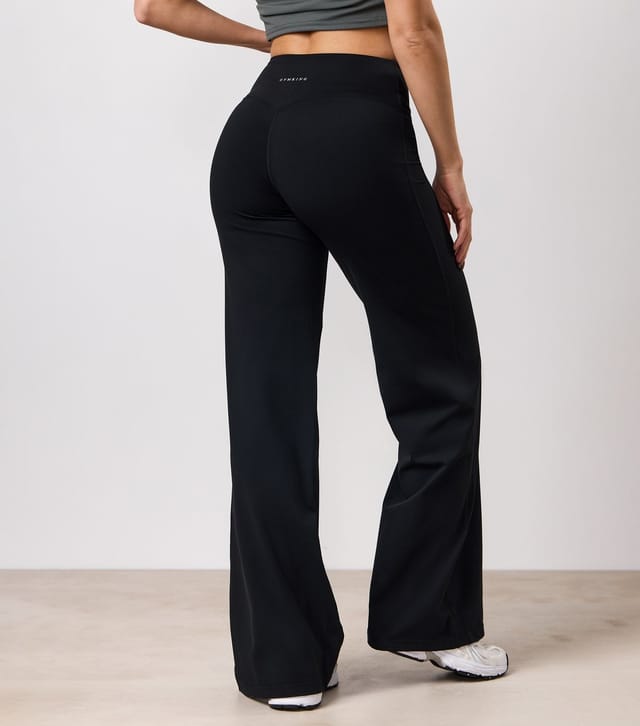 Gym King Women's Black 365 Lightweight Straight Leg Yoga Trousers Gym King New Look - 3