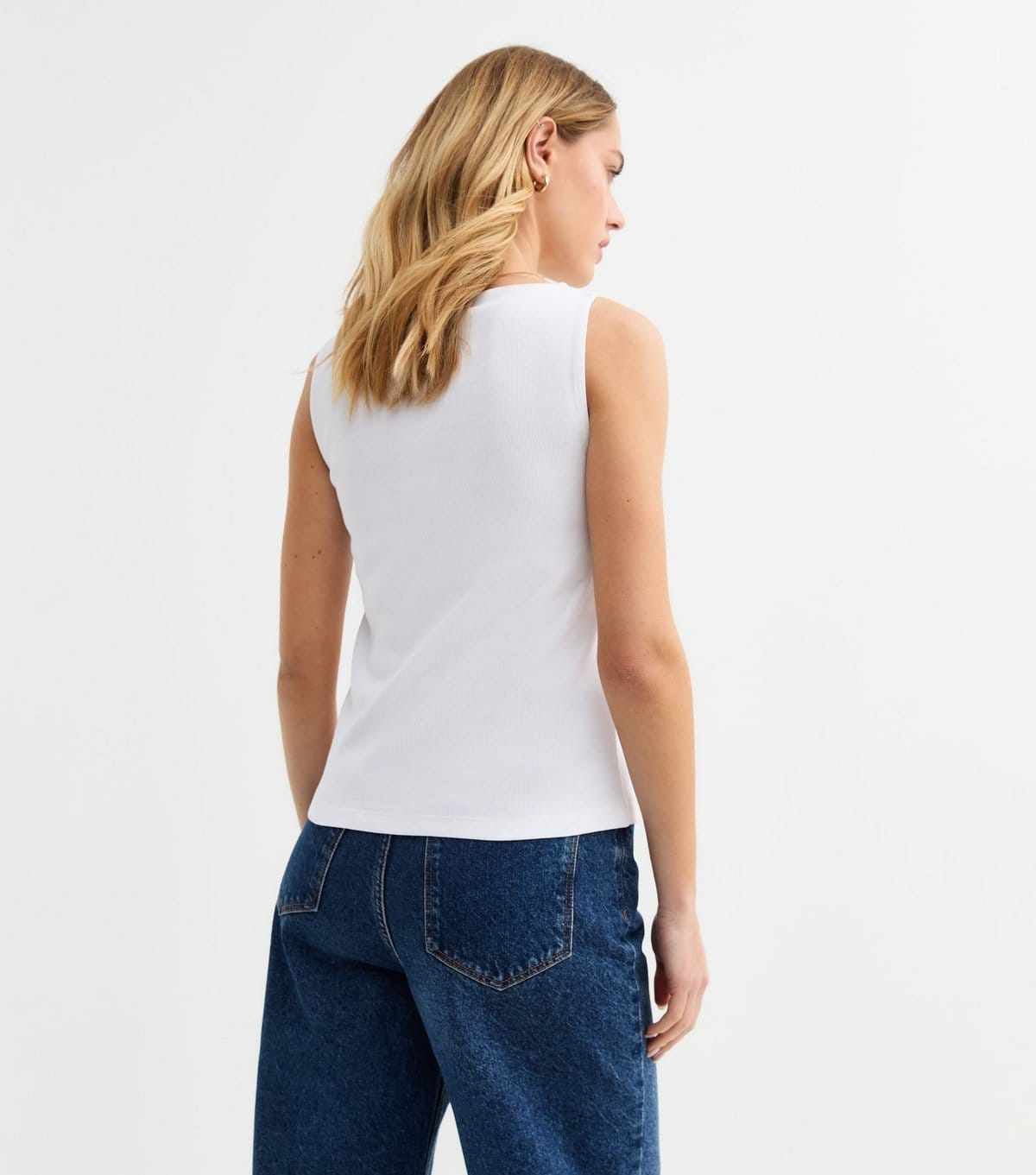 New Look Women's White Rib Button Through Tank Top New Look - 4