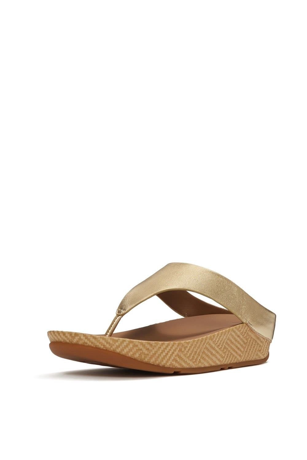 FitFlop FitFlop Women's Lulu Lux Graphic-Weave Toe-Post Sandal in Gold
