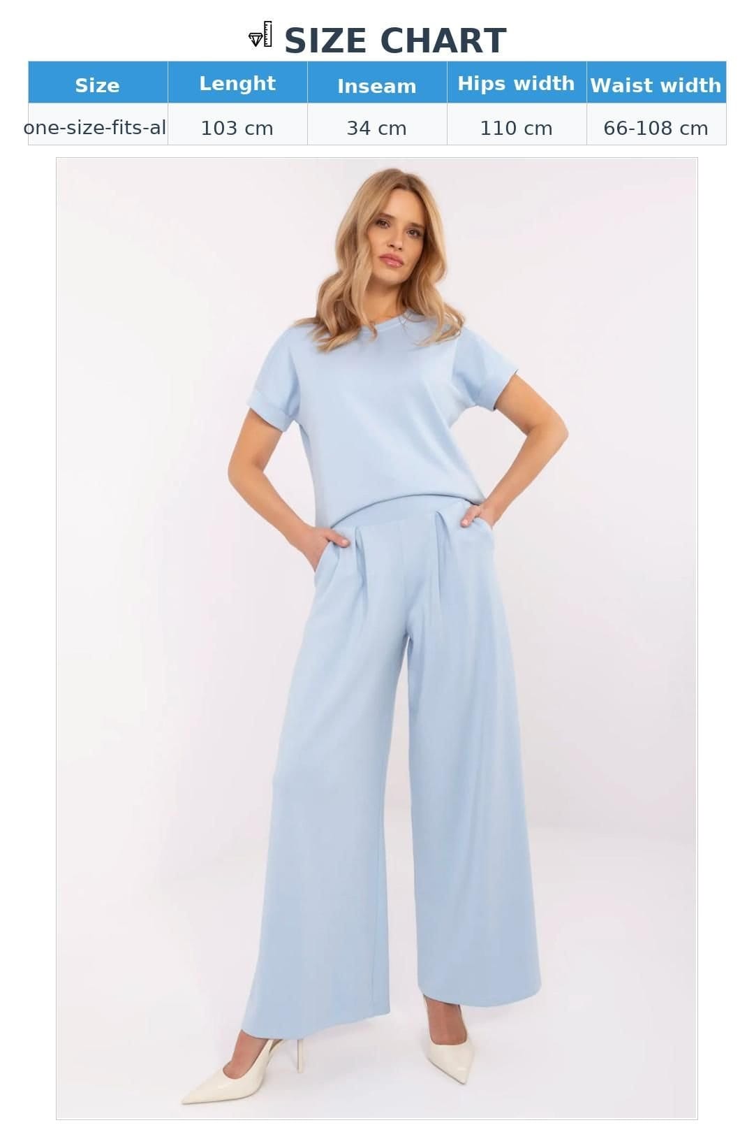 Love Lace Love Lace Women's Pleated Palazzo Sweatpants High Waist Trousers in Blue - 4
