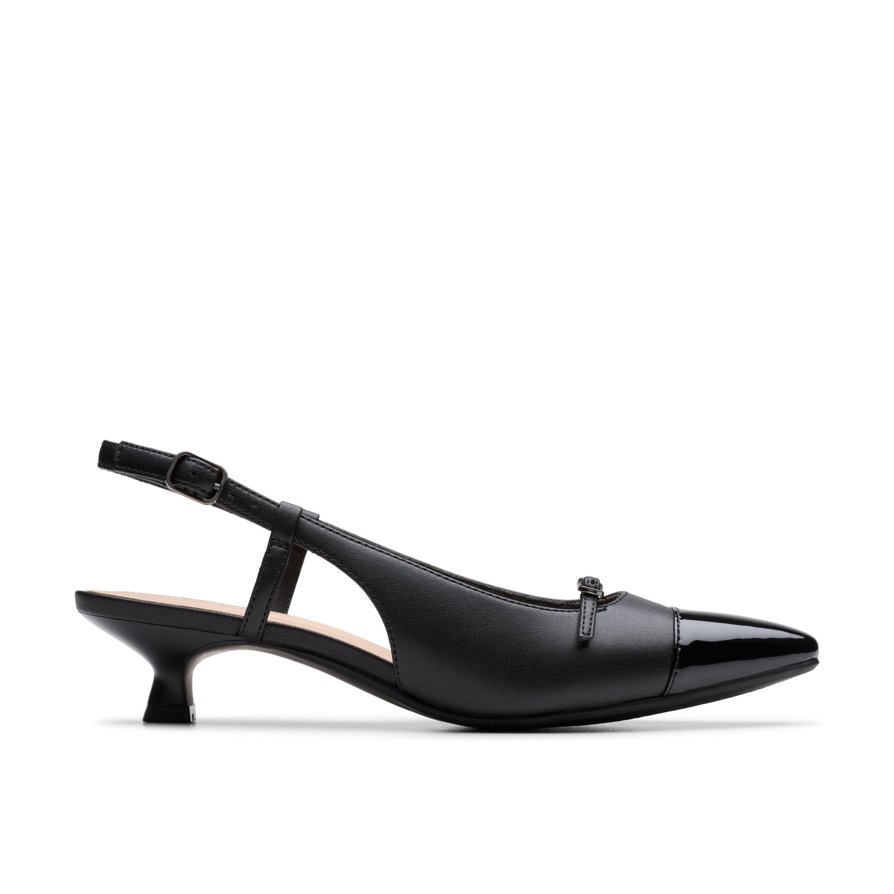 Clarks Clarks Women's Scarlyt Rowan Black Leather Heels, Sling Back - 1