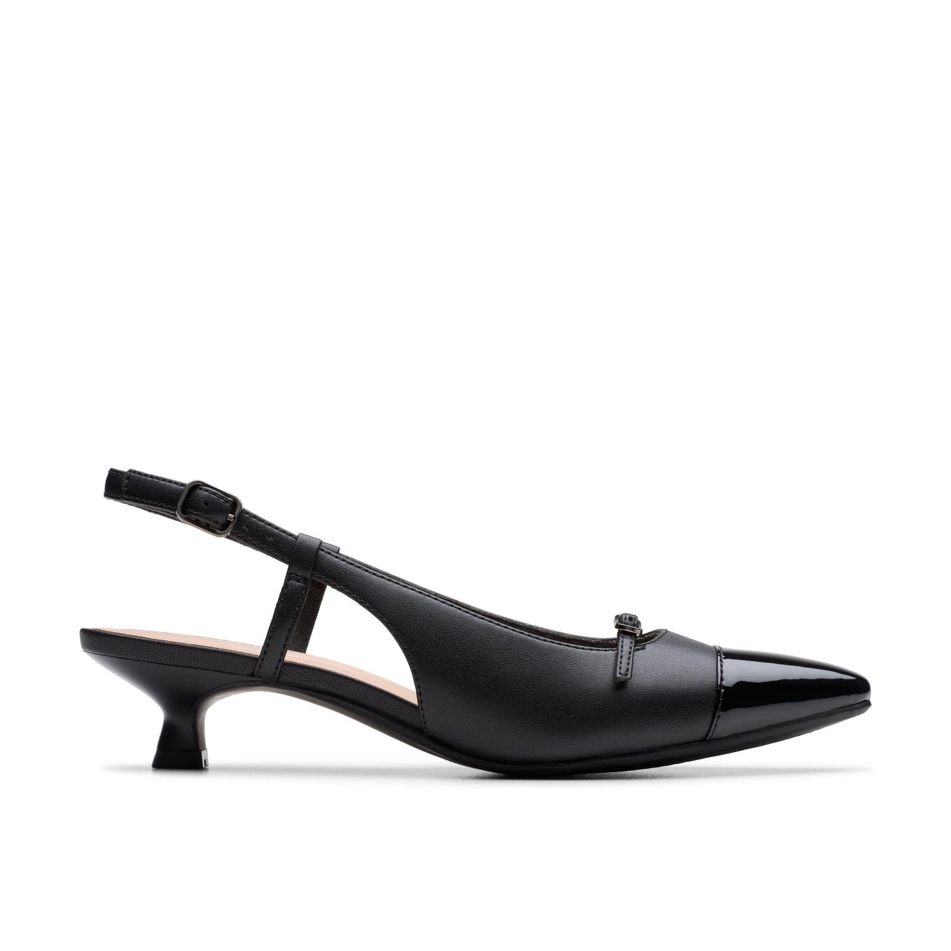 Clarks Clarks Women's Scarlyt Rowan Black Leather Heels, Sling Back