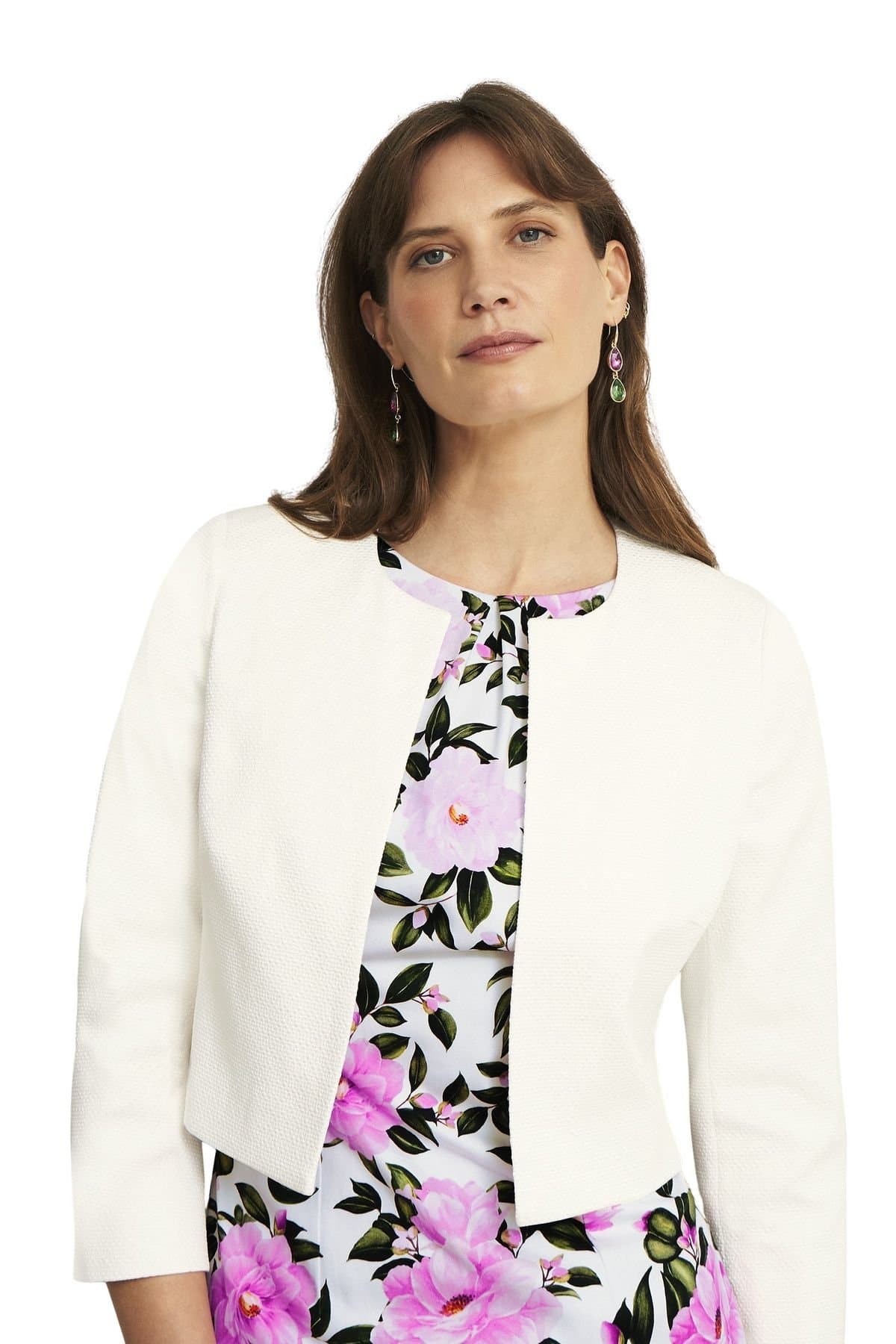 Hobbs London Hobbs London Women's Elize Cropped 3/4 Sleeve Occasion Jacket in White