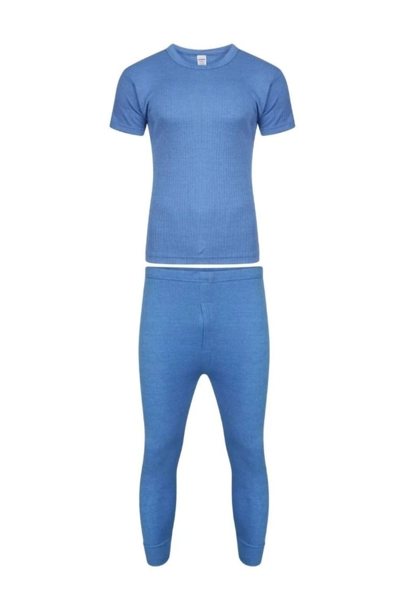 Just Essentials Just Essentials Men's 2 Piece Thermal Base Layer Set in Mid Blue - 1