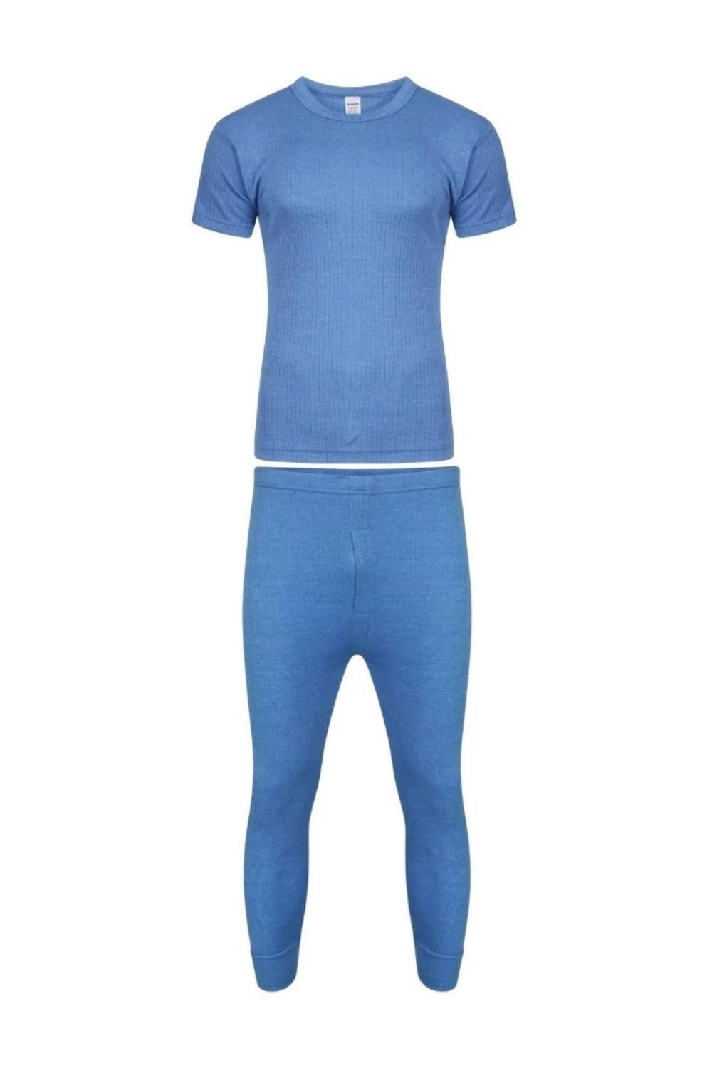 Just Essentials Just Essentials Men's 2 Piece Thermal Base Layer Set in Mid Blue - 2