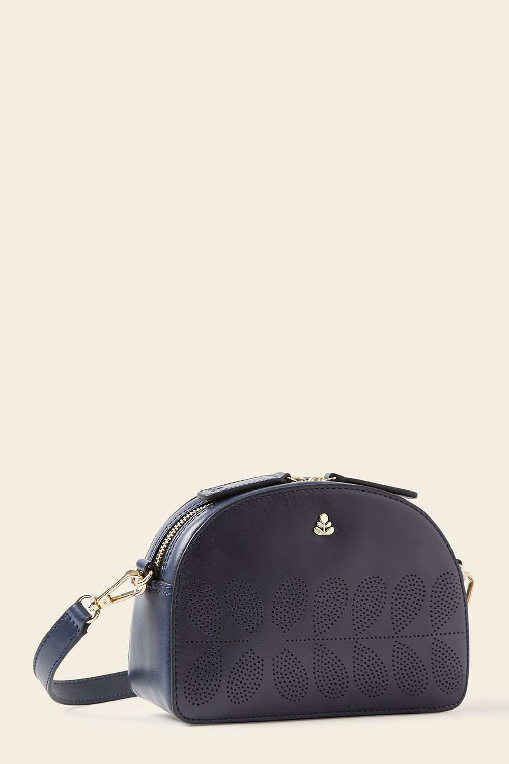 Orla Kiely Orla Kiely Women's Babaluna Leather Crossbody - Navy Punched Flower - 4