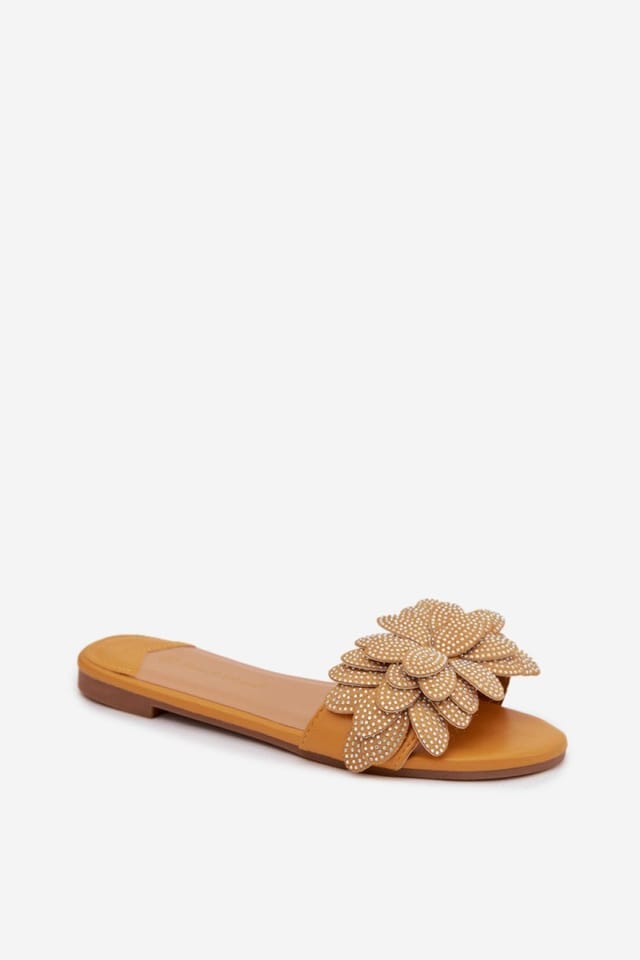 Love Lace Love Lace Women's Comfortable Flat Flip Flop Sandals with Decorative Front in Mustard - 2