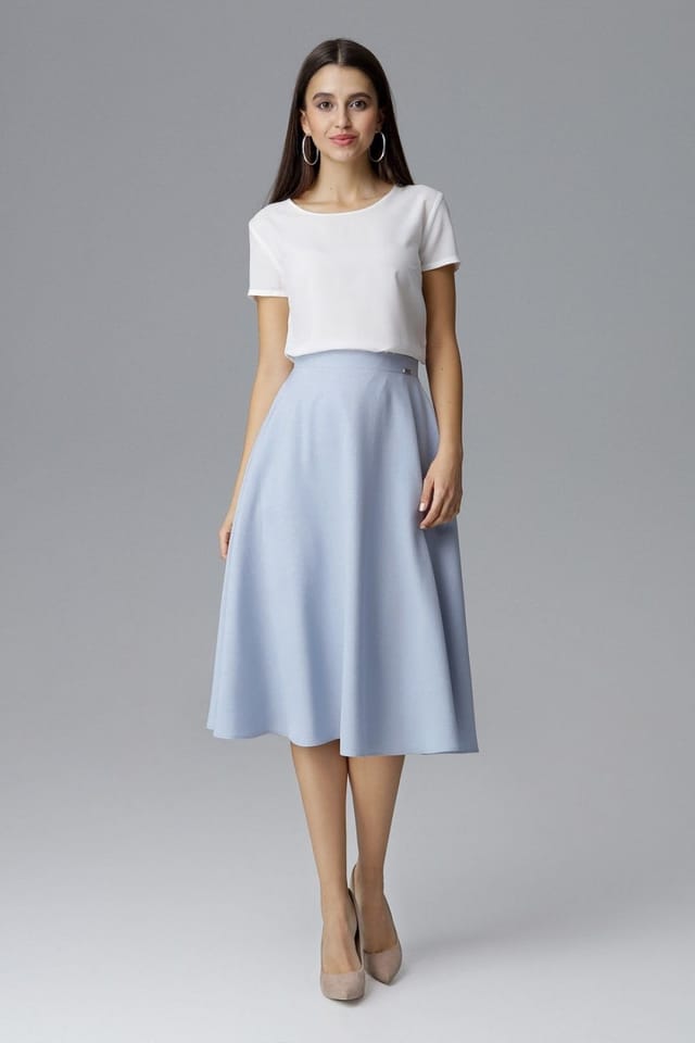 Love Lace Love Lace Women's Belted Flared Skirt with Back Zip Style 126034 in Blue - 2